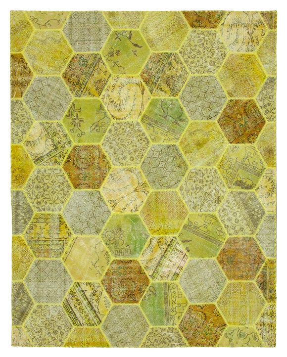 8x10 Yellow Modern Patchwork Rug - 31116