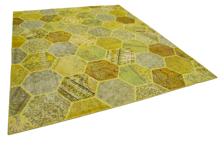 8x10 Yellow Modern Patchwork Rug - 31116