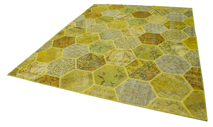 8x10 Yellow Modern Patchwork Rug - 31116