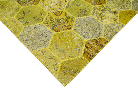 8x10 Yellow Modern Patchwork Rug - 31116