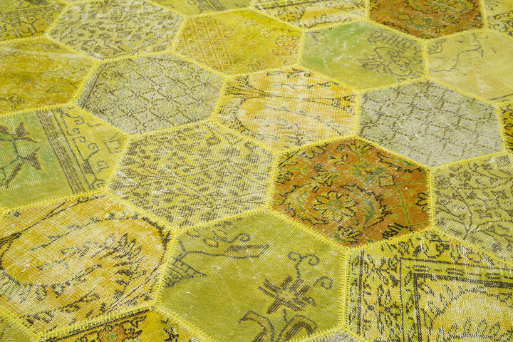 8x10 Yellow Modern Patchwork Rug - 31116