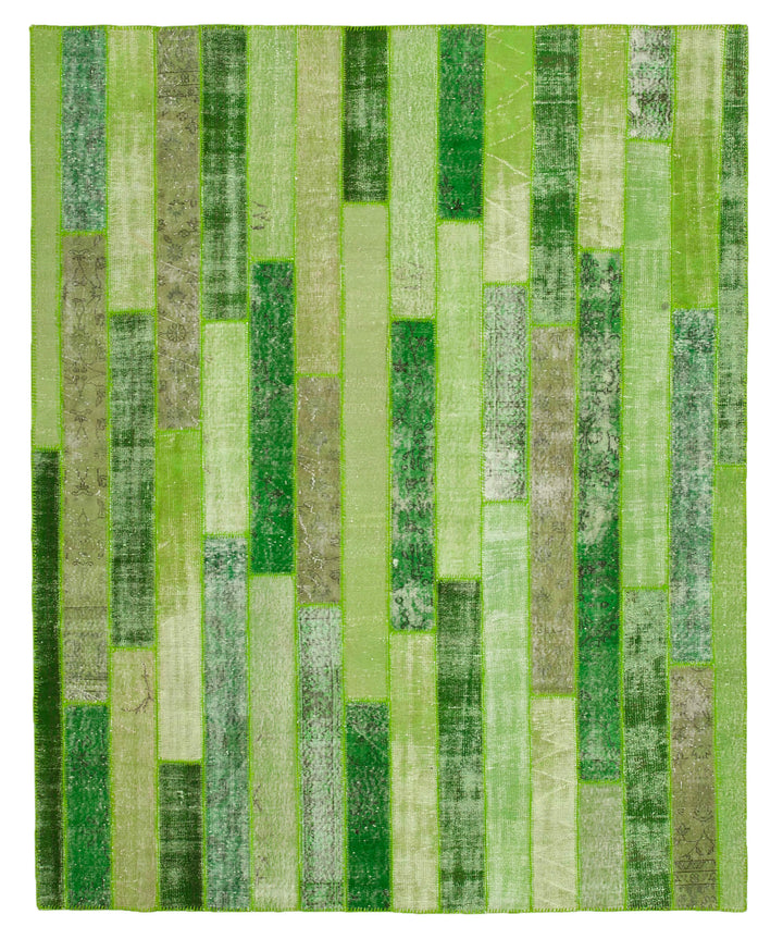8x10 Green Modern Patchwork Rug - 31117