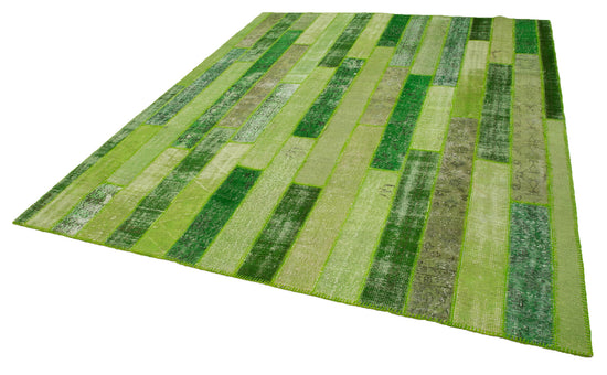 8x10 Green Modern Patchwork Rug - 31117