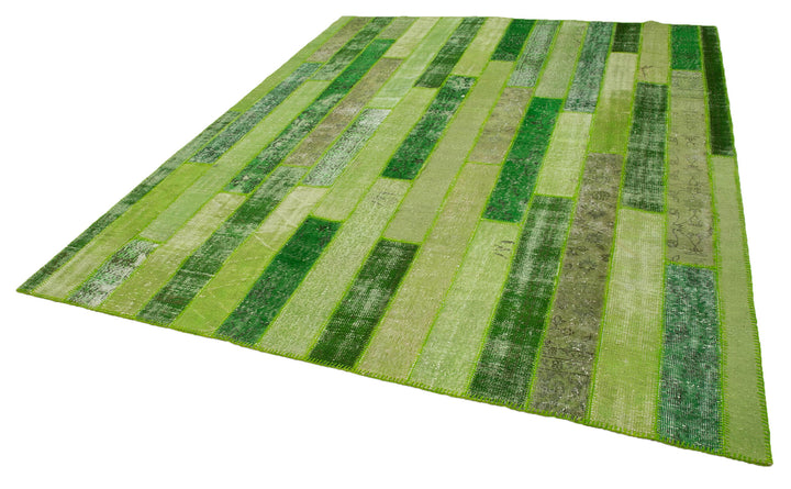 8x10 Green Modern Patchwork Rug - 31117