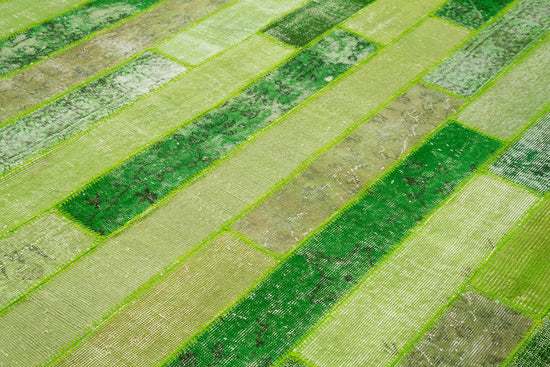 8x10 Green Modern Patchwork Rug - 31117