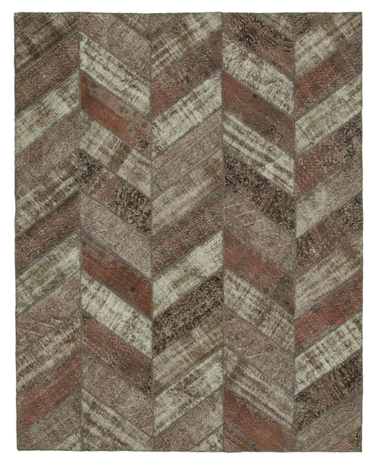 8x10 Brown Modern Patchwork Rug - 31118