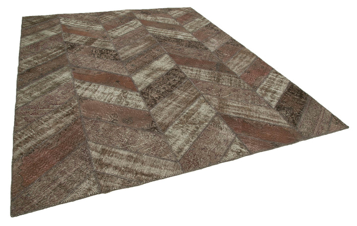 8x10 Brown Modern Patchwork Rug - 31118