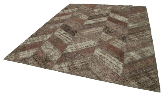 8x10 Brown Modern Patchwork Rug - 31118