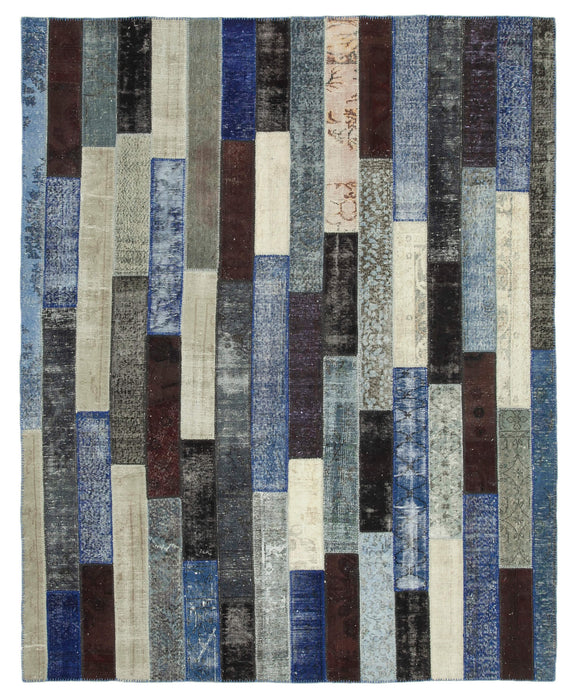 8x10 Black Modern Patchwork Rug - 31121