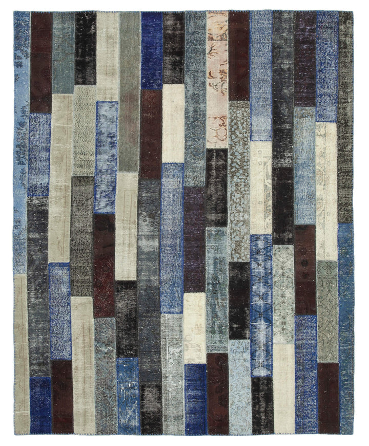 8x10 Black Modern Patchwork Rug - 31121