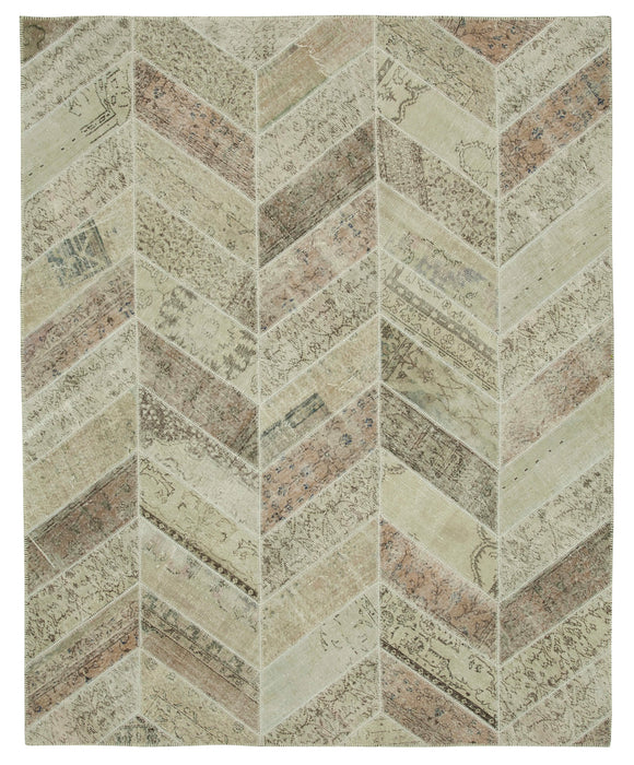 8x10 Beige Modern Patchwork Rug - 31127