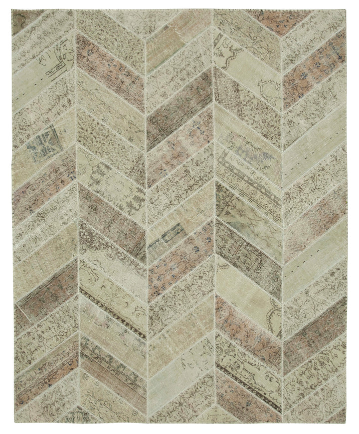 8x10 Beige Modern Patchwork Rug - 31127