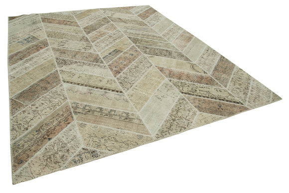 8x10 Beige Modern Patchwork Rug - 31127