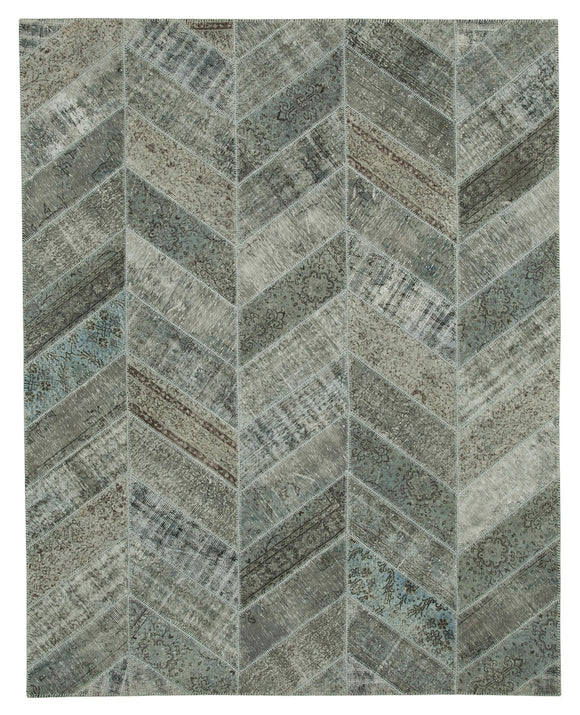 8x10 Grey Modern Patchwork Rug - 31132