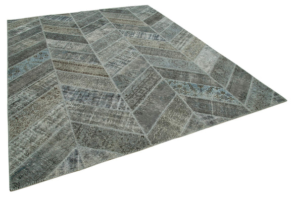8x10 Grey Modern Patchwork Rug - 31132