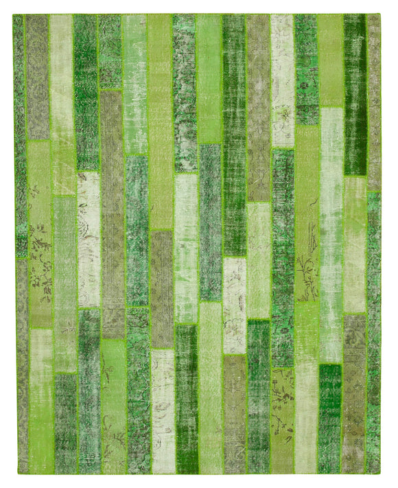 8x10 Green Modern Patchwork Rug - 31135