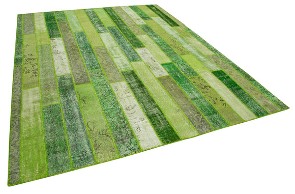 8x10 Green Modern Patchwork Rug - 31135