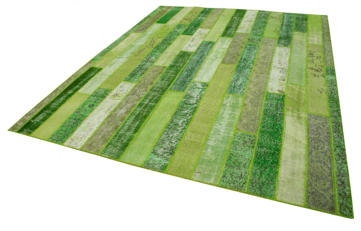 8x10 Green Modern Patchwork Rug - 31135