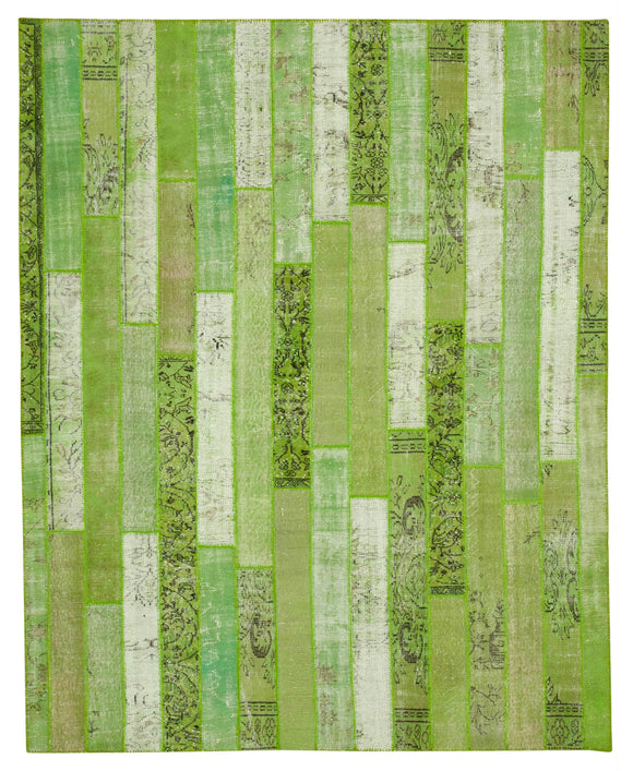 8x10 Green Modern Patchwork Rug - 31136