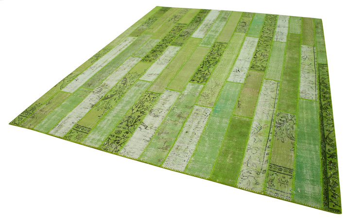 8x10 Green Modern Patchwork Rug - 31136