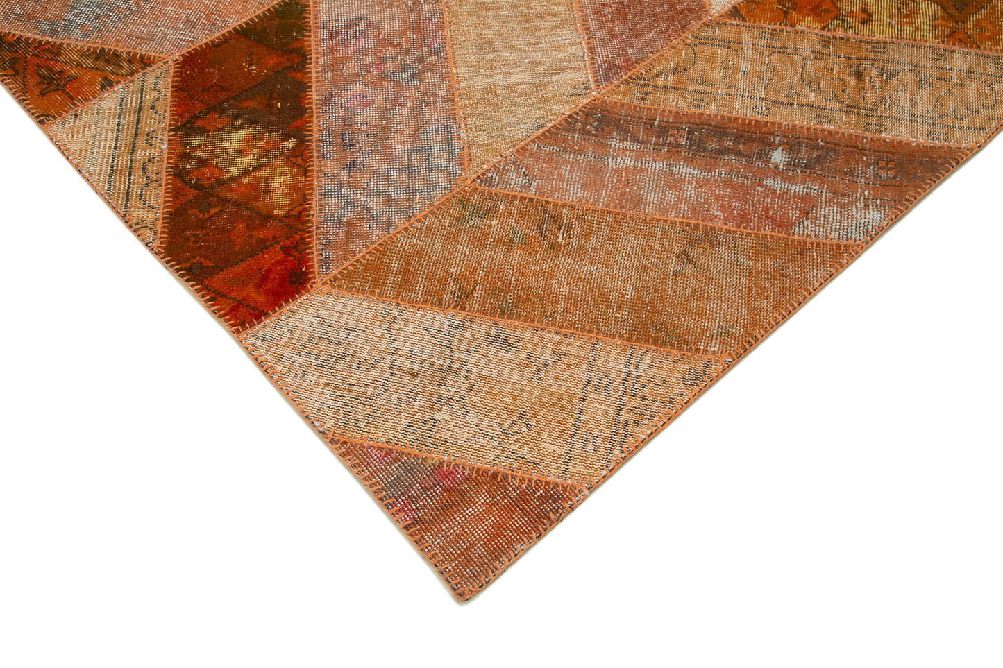 8x10 Orange Modern Patchwork Rug - 31140