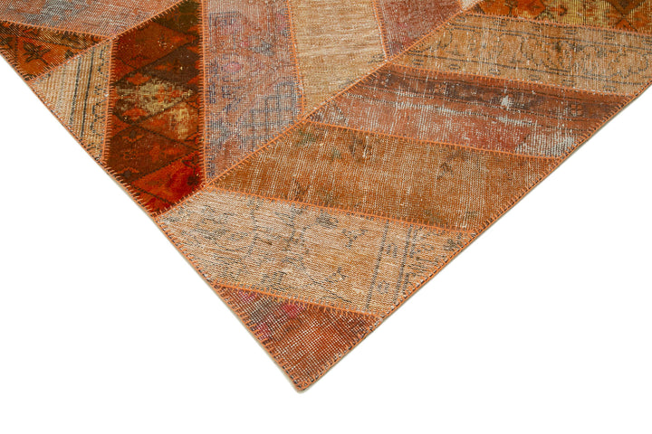 8x10 Orange Modern Patchwork Rug - 31140