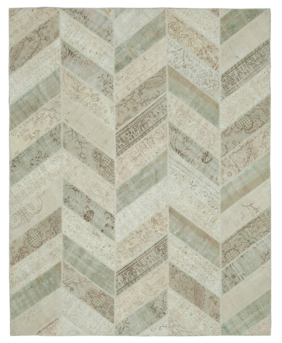 8x10 Beige Modern Patchwork Rug - 31141