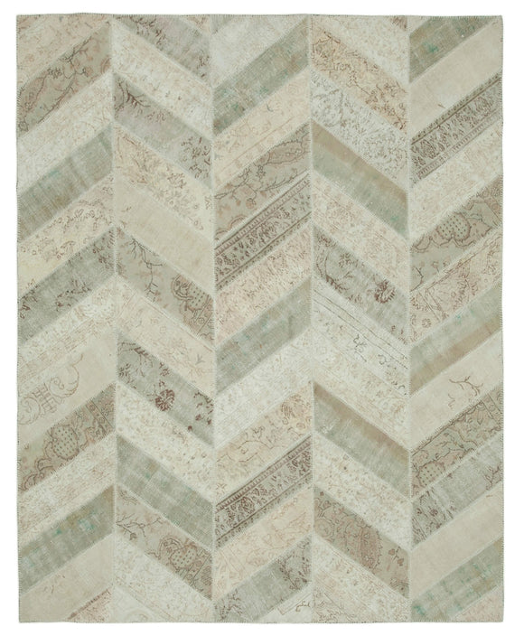 8x10 Beige Modern Patchwork Rug - 31141