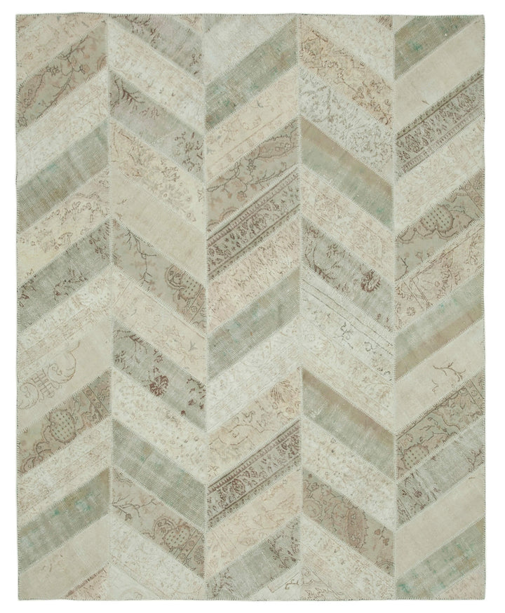 8x10 Beige Modern Patchwork Rug - 31141