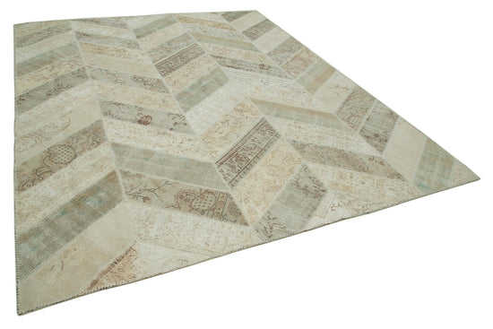 8x10 Beige Modern Patchwork Rug - 31141