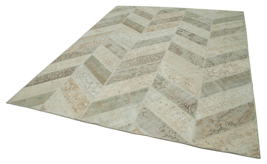 8x10 Beige Modern Patchwork Rug - 31141