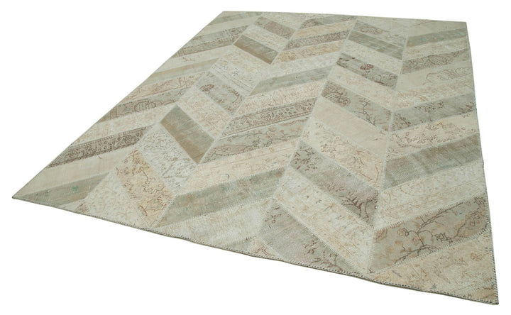 8x10 Beige Modern Patchwork Rug - 31141