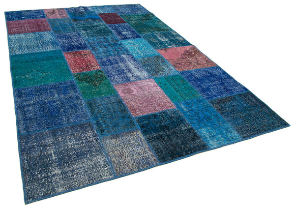 7x10 Blue Patchwork Rug - 31389