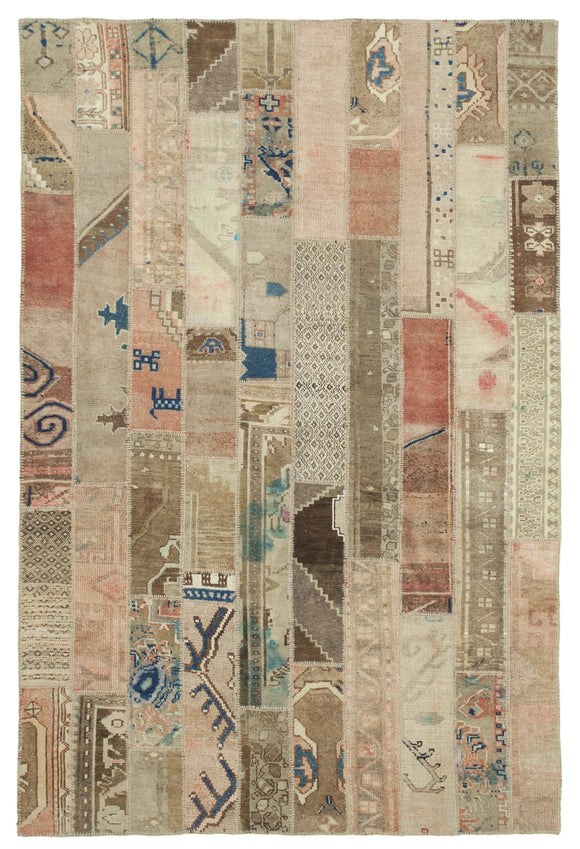 7x10 Beige Patchwork Rug - 31392