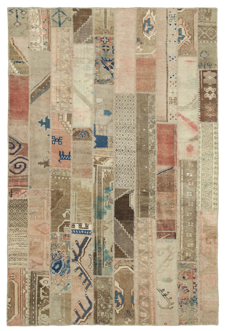 7x10 Beige Patchwork Rug - 31392