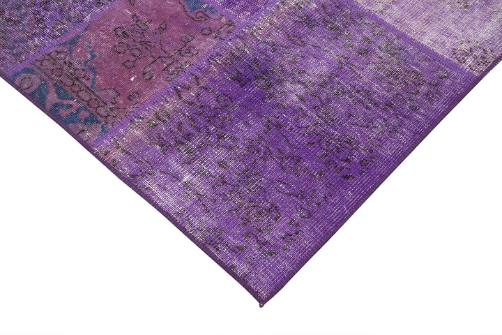Purple Patchwork Rug 6x10 Purple Anatolian Wool Area Patchwork Rug 31420