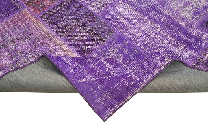 Purple Patchwork Rug 6x10 Purple Anatolian Wool Area Patchwork Rug 31420