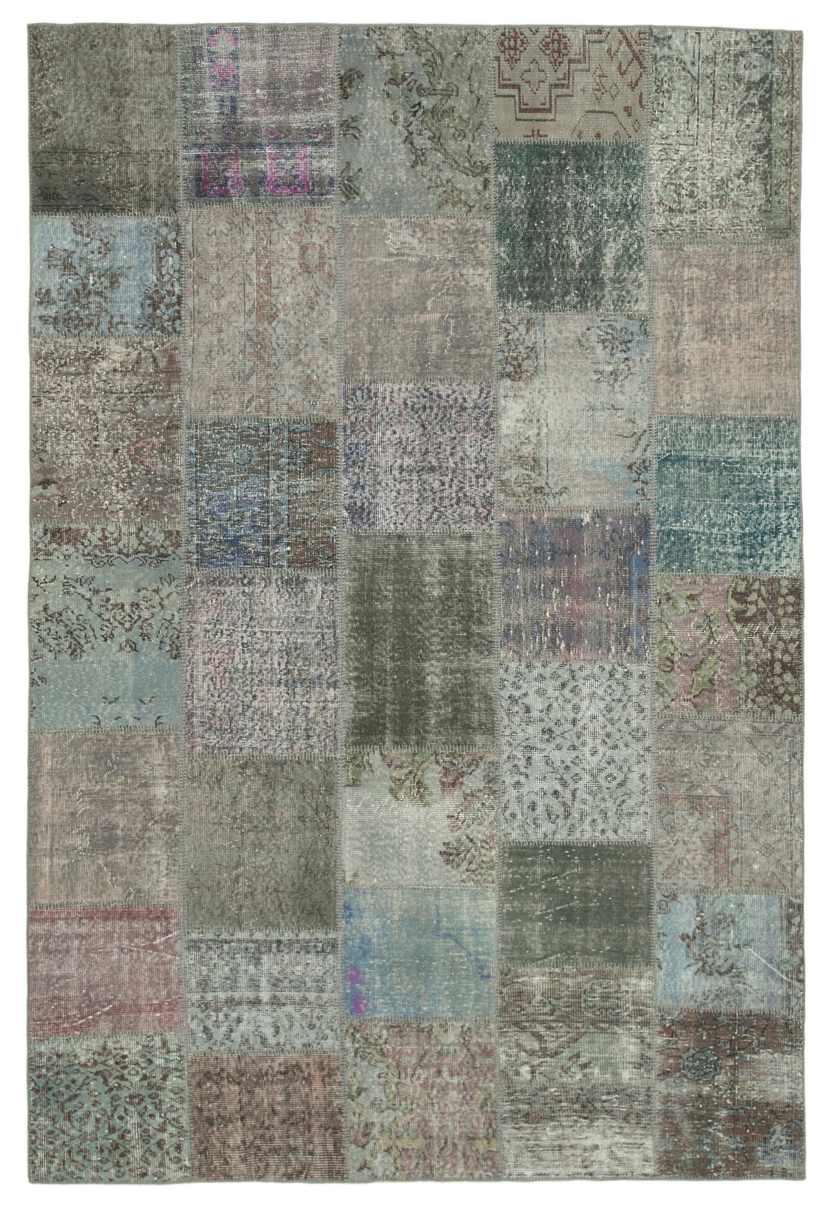 Patchwork Frayed Rug 7x10 Grey Patchwork Rug - 31511