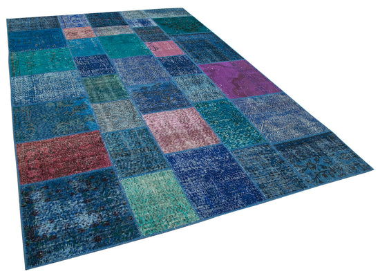 7x10 Blue Patchwork Rug - 31559