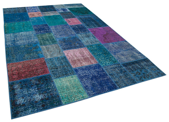 7x10 Blue Patchwork Rug - 31559
