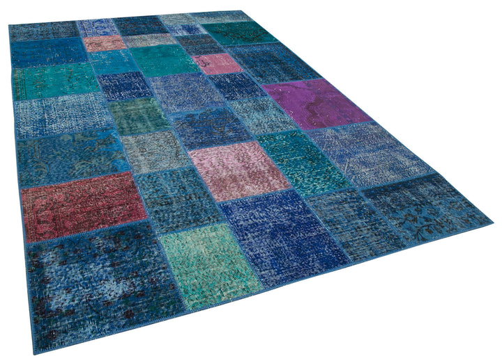 7x10 Blue Patchwork Rug - 31559
