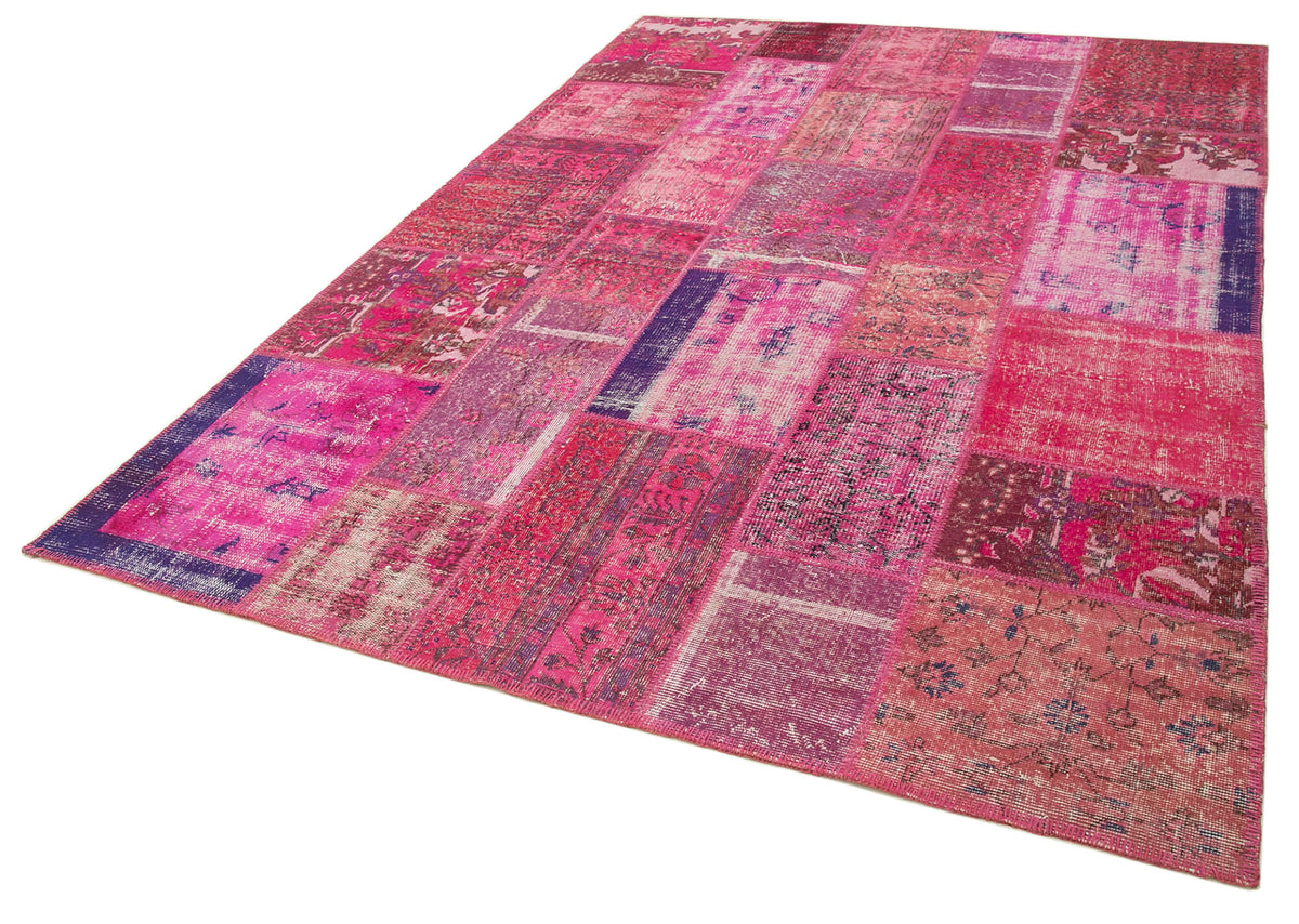 6x10 Pink Turkish Patchwork Rug - 31587