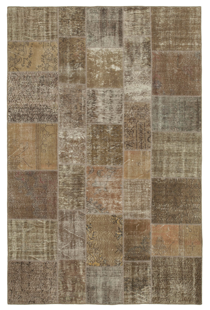 6x10 Brown Patchwork Rug - 31625