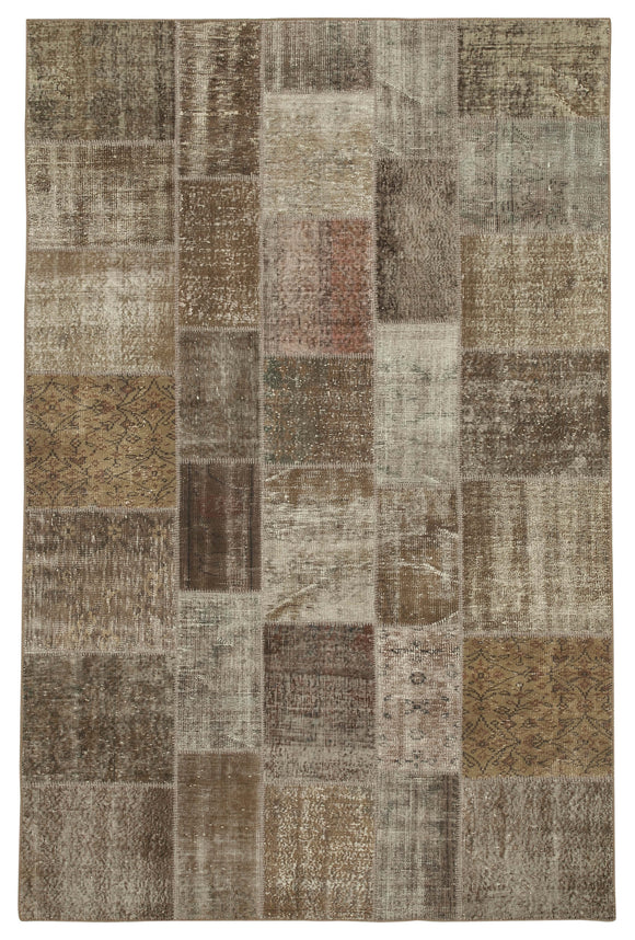 6x10 Brown Patchwork Rug - 31681