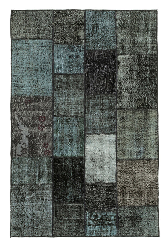 4x7 Black Patchwork Rug - 31686