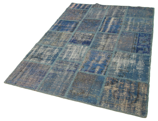 5x7 Blue Patchwork Rug - 31744