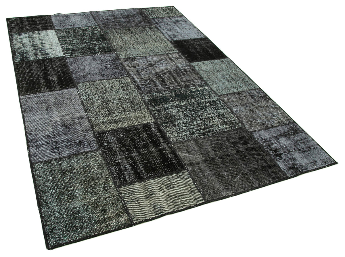 5x8 Black Turkish Patchwork Rug - 31966
