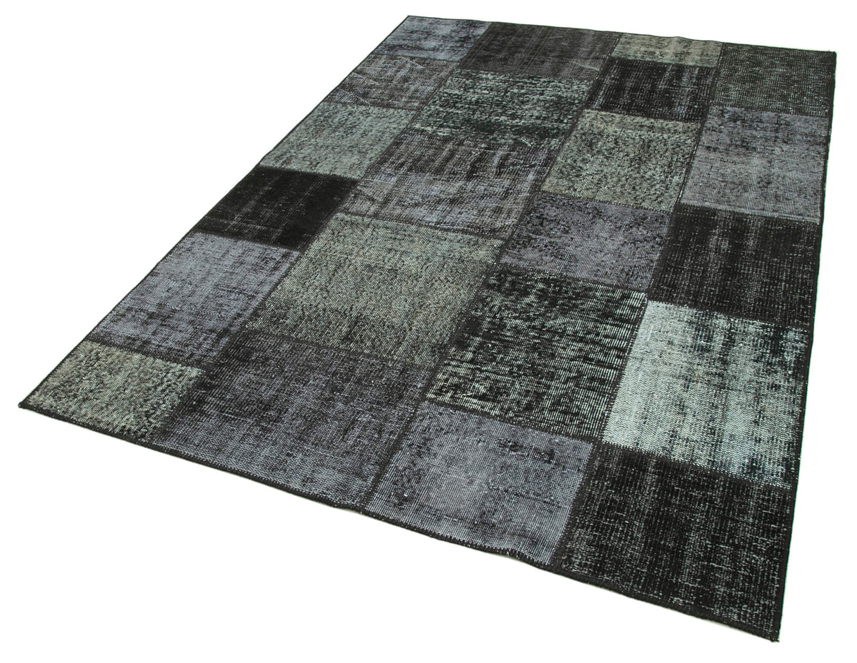 5x8 Black Turkish Patchwork Rug - 31966