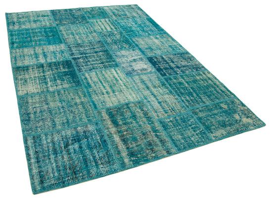 6x8 Turquoise Patchwork Rug - 31977