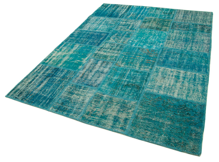 6x8 Turquoise Patchwork Rug - 31978
